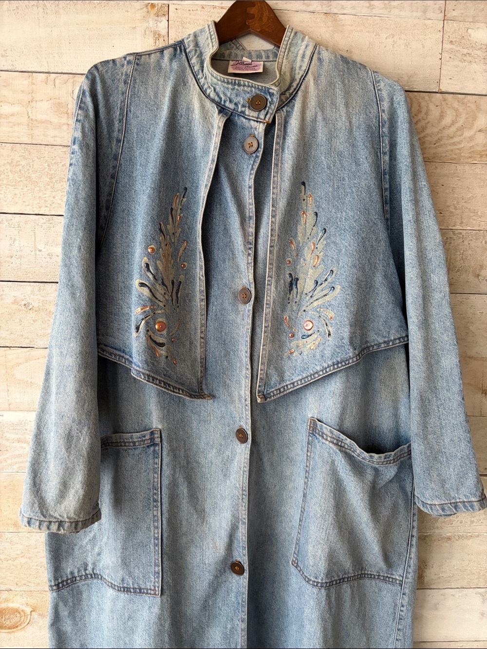 Boho Denim Duster hand painted - Picture 5 of 9